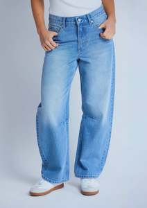 Jeans: Stella + Gemma Carson Barrel Jean - Mid Blue