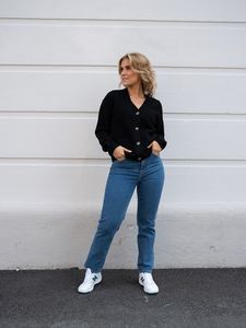 Jeans: MSCH Edi Ada High Waist Slim Ankle Jeans - Mid Blue Wash