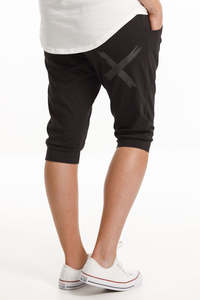 Shorts: Home-lee 3/4 Apartment Pants - Black with Matte Black x print
