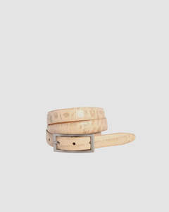 Loop Leather Allie Crocodile Embossed Belt - Beige