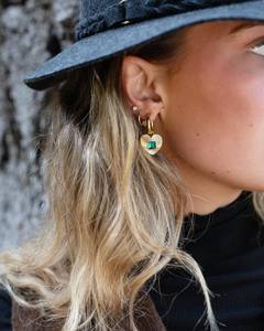 Antler Emerald Embrace - Fluted Heart Earring