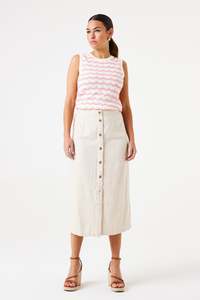 Garcia Flo Knit Singlet - Ecru Stripe