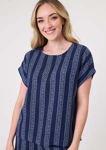 Lemon Tree Design: Lemon Tree Melani Top - Navy Print