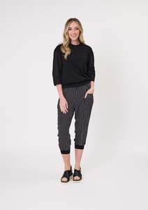 Lemon Tree Design: Lemon Tree Harem Pant - Black/White Stripe
