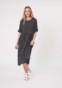 Lemon Tree Madonna Dress - Black/White Stripe