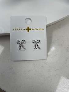 Stella Gemma Accessories: Stella + Gemma Bow Ribbon Earrings - Gold & Silver