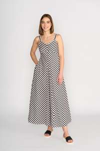 Knewe: Knewe Gala Dress - Black/Ecru Stripe