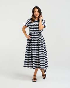 Zafina: Zafina Scarlett Dress - Navy Check