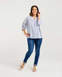 Zafina: Zafina Hazel Top - Blue Check
