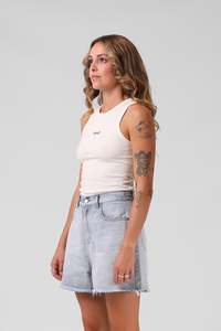 RPM Heart Ribbed Singlet -  Off White