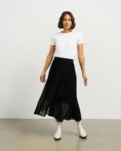 Et Alia Autmun Winter 25 Drop 2 March: et alia Sawyer Skirt - Black Velvet Mesh