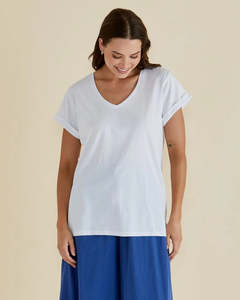 Tops: Betty Basics Ayla V-neck Tee - White