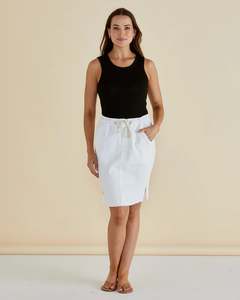 Betty Basics Augie Denim Skirt - White