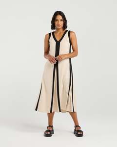 et alia Edie Dress - Taupe Lines