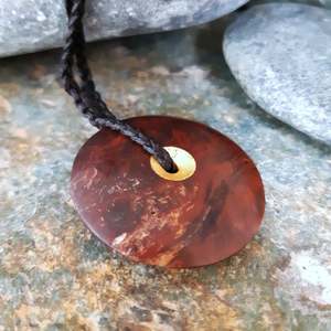 Jewellery: Sun and Moon Disc Pendant - Red Jasper