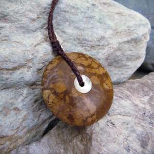 Jewellery: Sun and Moon Disc Pendant - Yellow Storm Jasper