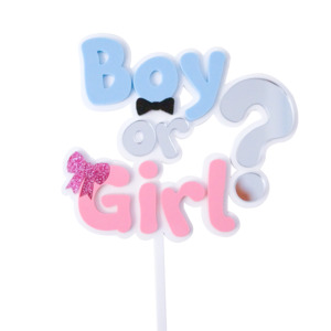 “Boy or Girl?” Gender Reveal Pre-Made Cake Topper