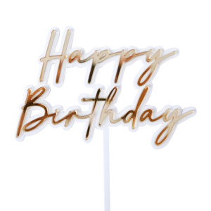Personalised Party Supplies: “Happy Birthday” Cursive Acrylic Cake Topper