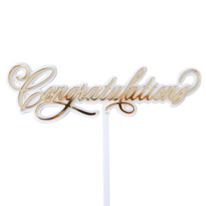 “Congratulations” Cursive Pre-Made Cake Topper