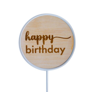 "Happy Birthday" Round Pre-Made Cake Topper