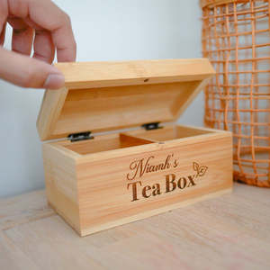 Home Decor: “My Tea Box” Personalised Bamboo Tea Storage Box