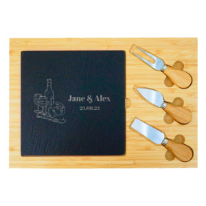 Cheese & Wine Couple’s Slate & Bamboo Cheese Board