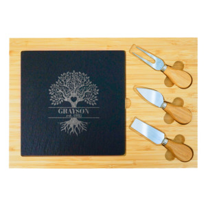 Home Decor: Family Tree of Life Slate & Bamboo Cheese Board