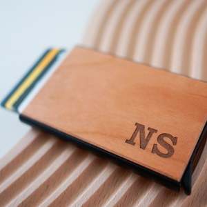 Fathers Day Gift Boxes: "Initials" Wooden Card Holder / Wallet