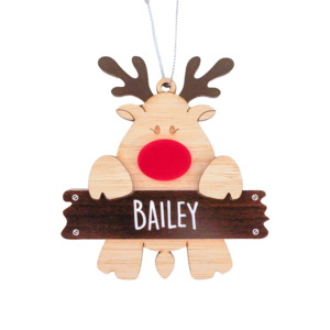 Christmas Shop1: Reindeer with Name Sign Christmas Ornament