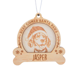 Christmas Shop1: Santa Paws Engraved Portrait Bauble
