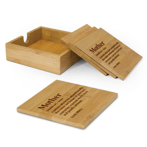 Wooden Coasters: Mother: Definition Bamboo Coaster Set with Holder