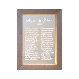 Home: Wedding Vows Frame Night Light