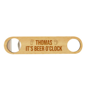 Bottle Openers: Beer O’Clock Rubberwood Bottle Opener