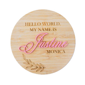 Wall Decor: Leaf Stem Hello World Plaque