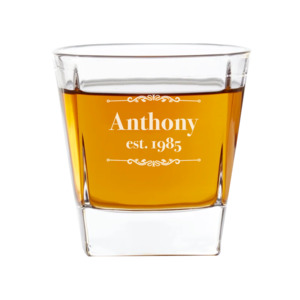 Gifts For Him: Name Year Est. Engraved Whiskey Glass