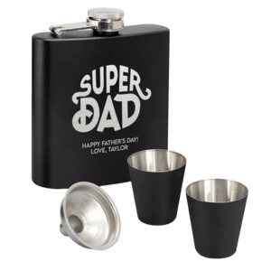 Gifts For Him: Super Dad Hip Flask Gift Set