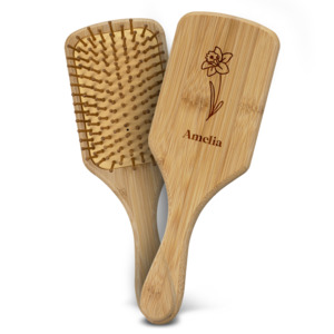 Gifts For Her: Birth Month Flower Bamboo Hair Brush