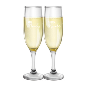 Mr & Mrs Engraved Champagne Flute (Set of 2)