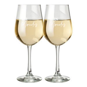 Mr & Mrs Engraved Mahana Wine Glasses (Set of 2)