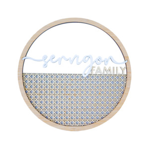 Round Rattan Family Name Sign