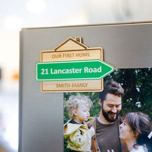 Wooden First Home Fridge Magnet