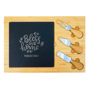Gifts Under 90: Bless Our Home Slate & Bamboo Cheese Board