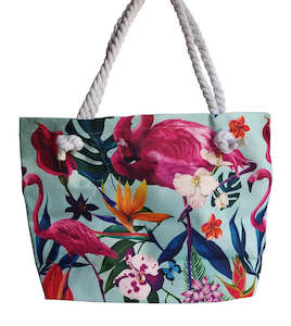 Beach Bags: Beach Bag - Flamingoes