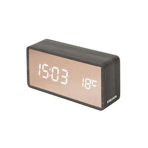 Karlsson - Copper Mirror LED Alarm Clock - Black Wood