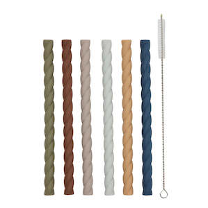 OYOY - Mellow Silicone Straw 6P - Caramel/Blue