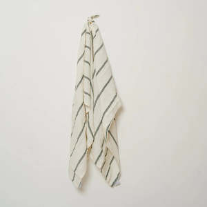 Home Lab - Linen Tea Towel - Set 2 Lichen Stripe