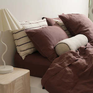 Home Lab - French Flax Linen -Duvet Cover Set - Cocoa - King