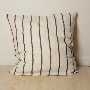 Bed Linen: Home Lab - French Flax Linen Euro Pillowcase - Cocoa Stripe