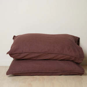 Bed Linen: Home Lab - French Flax Linen Pillowcase Pair - Cocoa