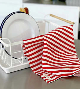 Father Rabbit - Tea Towel - French Nautical Red Stripe